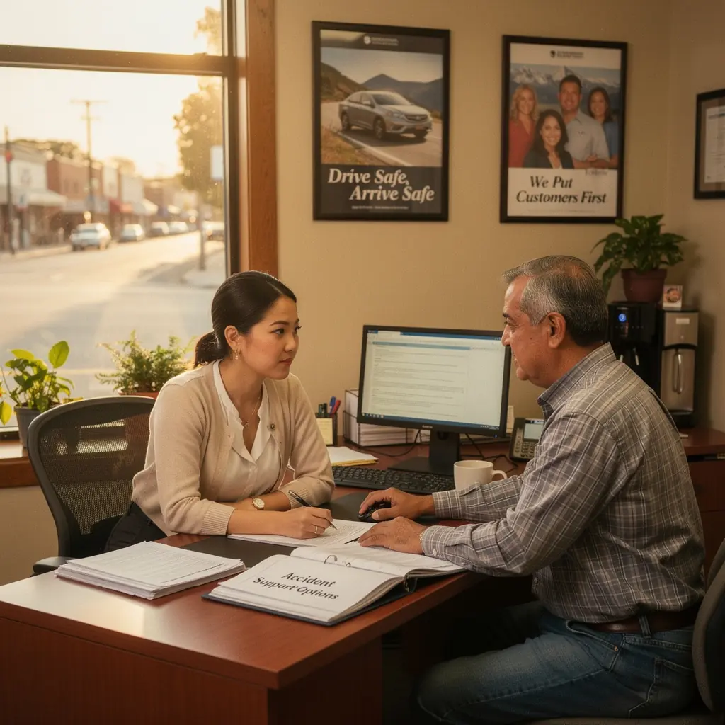 Механик, помогающий водителю после аварии